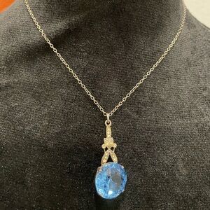Antique | Statement | Necklace | England | Blue Glass | Art Nouveau | Unmarked